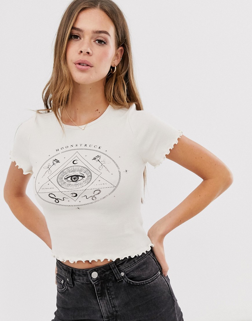 фото Бело-серая футболка с надписью \"moonstruck\" new look-светло-бежевый