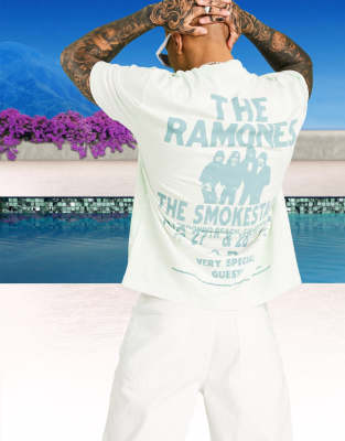 Бело-зеленая футболка с принтом тай-дай Ramones ASOS DESIGN-Зеленый цвет