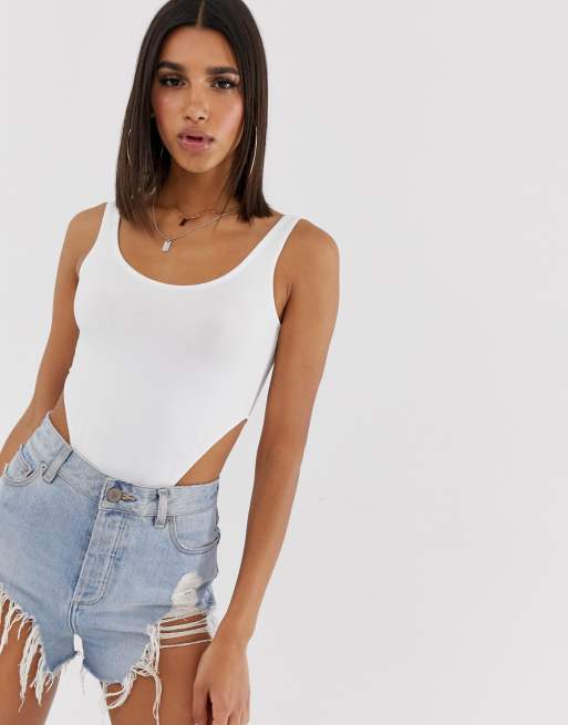 Боди с джинсами фото Белое боди с вырезами ASOS DESIGN ASOS