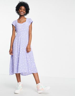 фото Белое платье-комбинация миди с завязкой на спине и цветочным принтом cotton:on-многоцветный