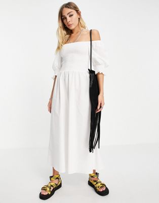 Белое платье миди в цыганском стиле из жатой ткани -Multi TOPSHOP 102718813 – цена 750 ₽ в интернет-магазине ASOS