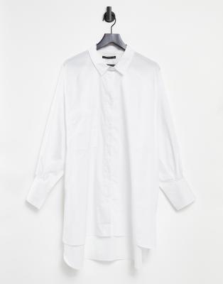 Белое платье-рубашка в стиле oversized с объемными рукавами Threadbare-Белый