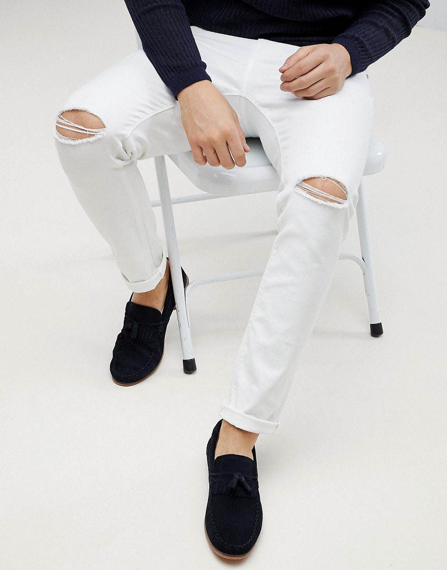 фото Белые джинсы скинни с рваными коленями asos design-белый