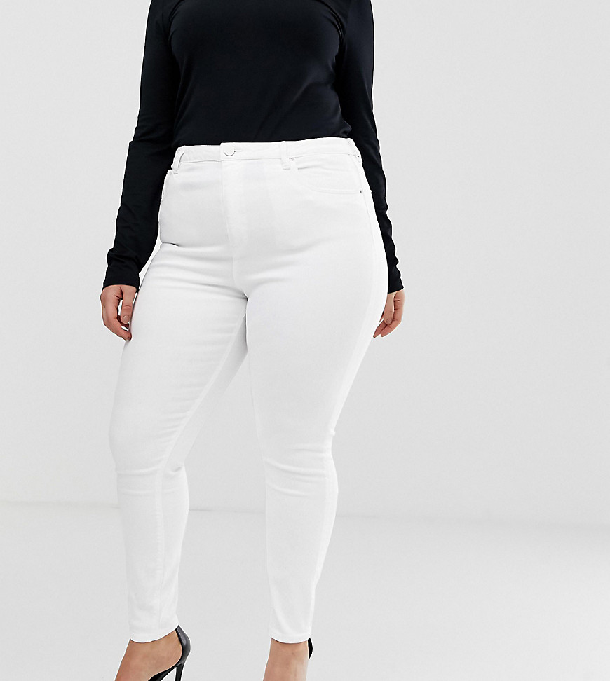 фото Белые джинсы скинни с завышенной талией asos design curve ridley-белый asos curve