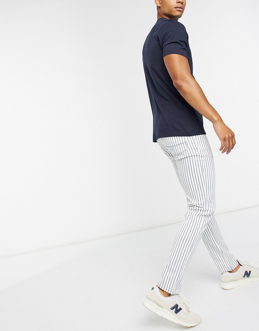 фото Белые джинсы скинни в тонкую полоску asos design-мульти