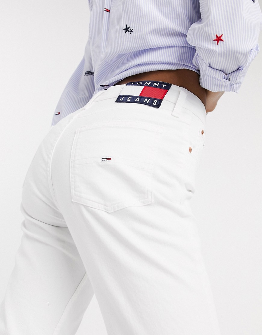 фото Белые джинсы в винтажном стиле с завышенной талией tommy jeans-белый
