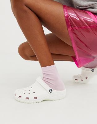 Туфли на плоской подошве Белые классические шлепанцы Crocs-Белый