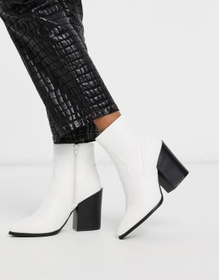 Белые ковбойские сапоги на каблуке Truffle Collection-Белый