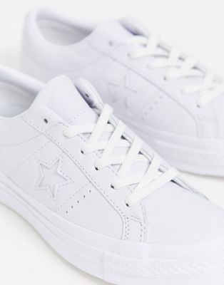 white leather one star converse