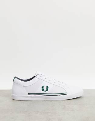 фото Белые кожаные кроссовки со вставкой fred perry baseline-белый