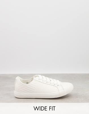 Белые кроссовки для широкой стопы со стеганой отделкой New Look Wide Fit-Белый