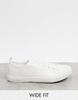 Белые кроссовки на шнуровке для широкой стопы New Look Wide Fit-Белый