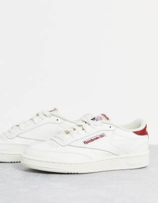 фото Белые кроссовки с бордовыми вставками reebok classics club c 85-белый