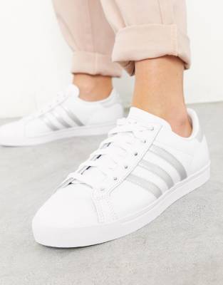 фото Белые кроссовки с серебристыми полосками adidas originals coast star-белый