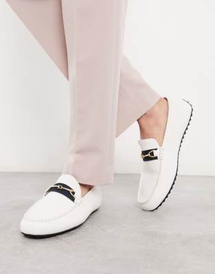 Белые мокасины из искусственной кожи с отделкой лентой ASOS DESIGN-Белый