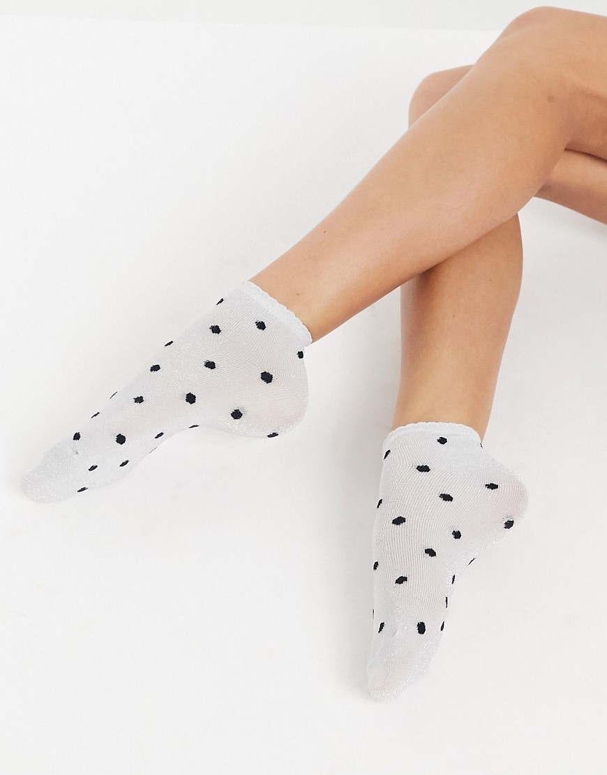 фото Белые носки до щиколотки с узором в горошек vero moda-белый