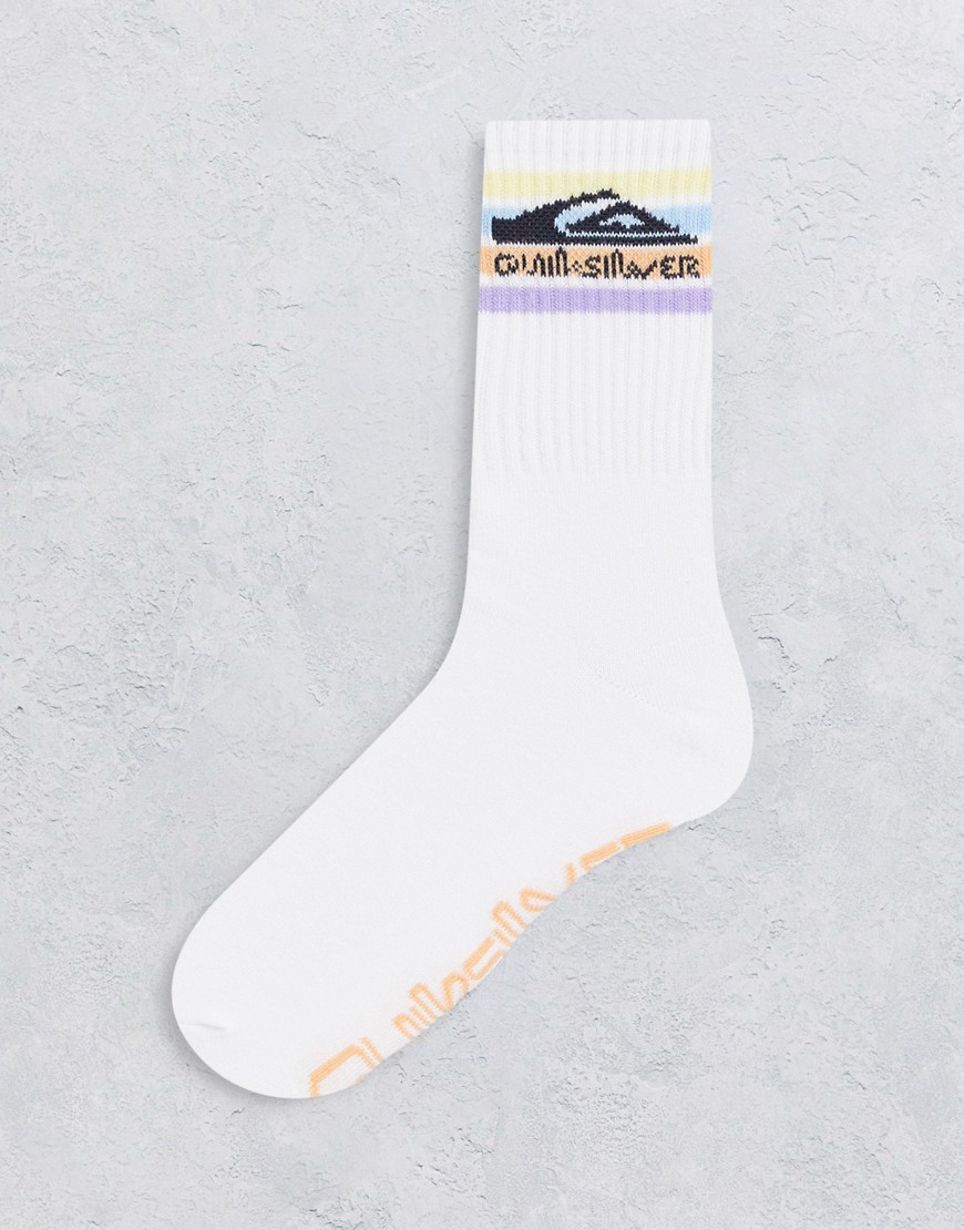 фото Белые носки с полосками пастельных оттенков quiksilver-белый