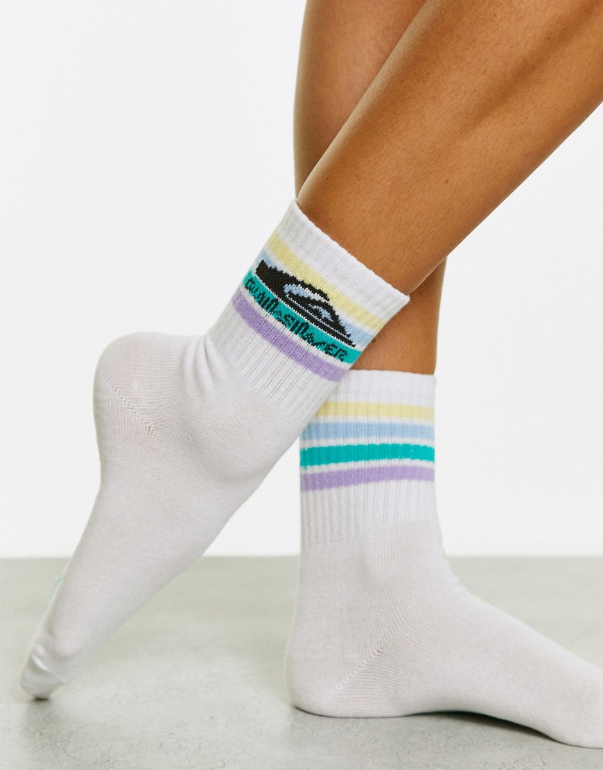фото Белые носки с полосками пастельных оттенков quiksilver-белый
