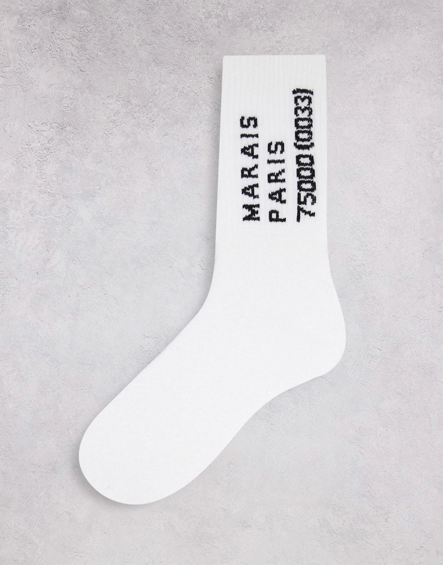 Белые носки с принтом "Paris" -Белый Topman 106783415