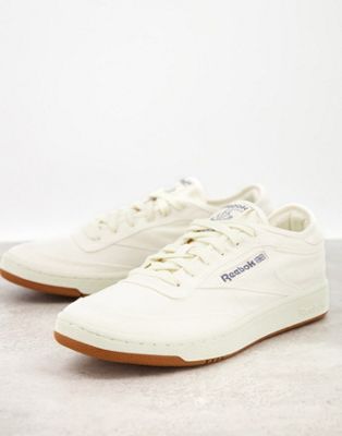 фото Белые парусиновые кроссовки на каучуковой подошве reebok classics club c grow-белый