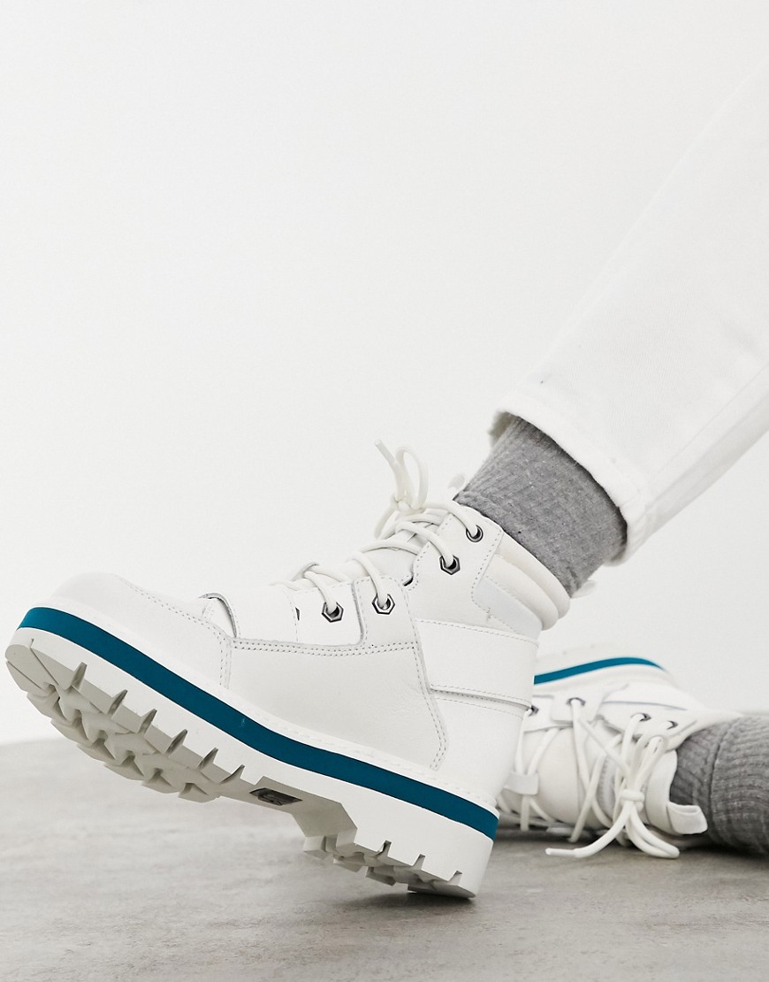 фото Белые походные ботинки на плоской подошве с ремешками в стиле милитари cat mode-белый cat footwear