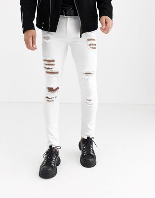 фото Белые рваные джинсы супероблегающего кроя asos design-белый