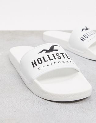 Белые шлепанцы с логотипом Hollister | ASOS