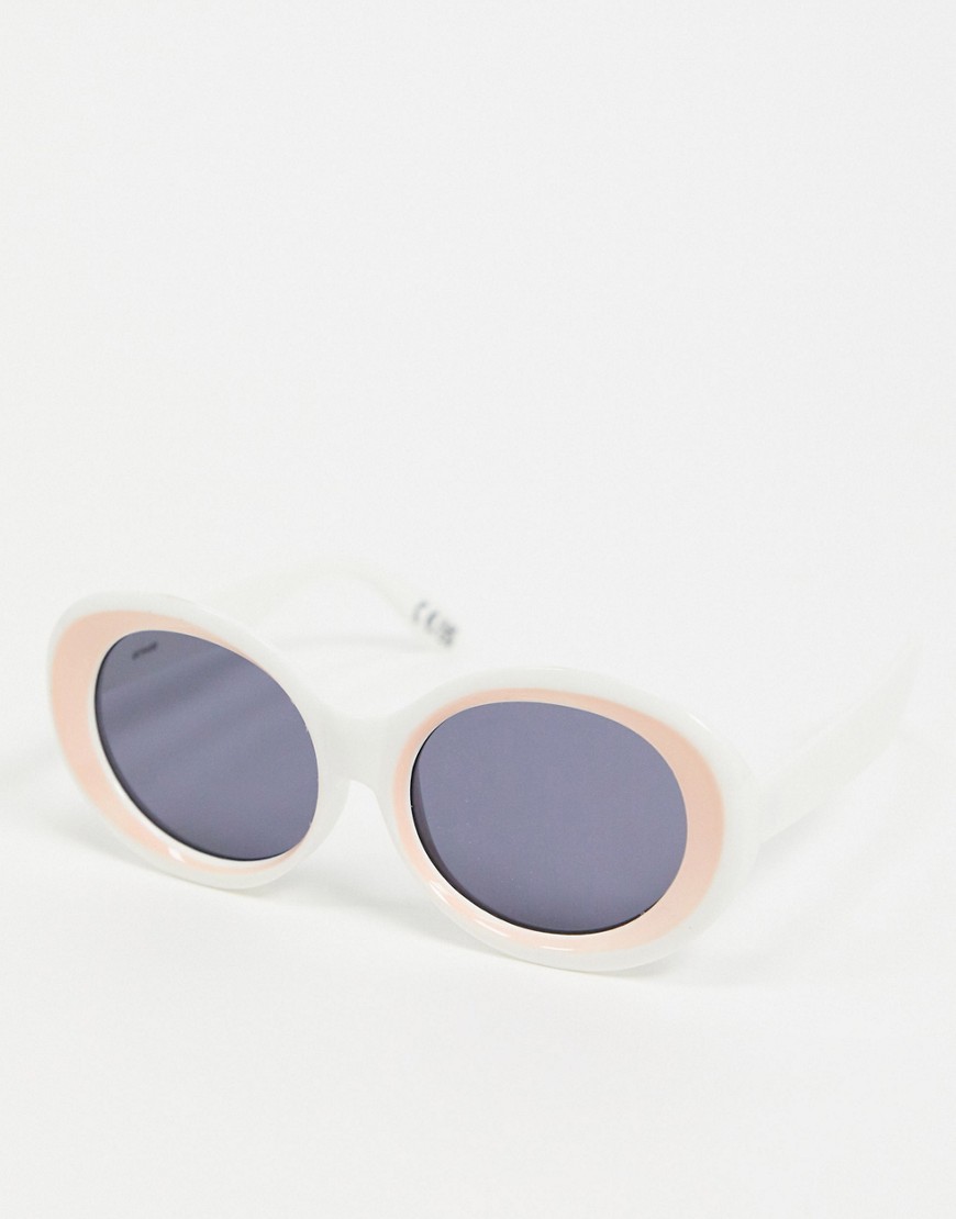Белые солнцезащитные очки в круглой массивной оправе ASOS DESIGN-Белый
