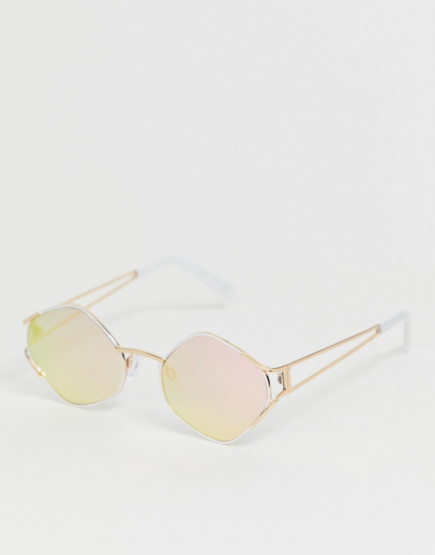 фото Белые солнцезащитные очки в ромбовидной оправе river island-белый