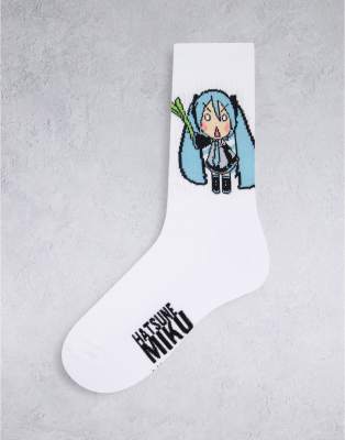 фото Белые спортивные носки asos design hatsune miku-белый