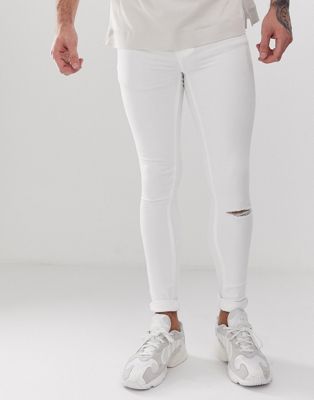фото Белые супероблегающие джинсы с рваной отделкой blend - flurry-белый