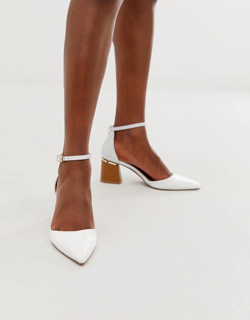 фото Белые туфли на среднем каблуке с острым носом asos design-белый