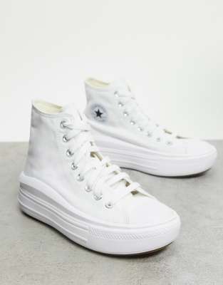 фото Белые высокие кеды на платформе converse chuck taylor move-белый