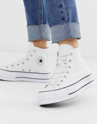 фото Белые высокие кеды на платформе converse сhuck тaylor-белый