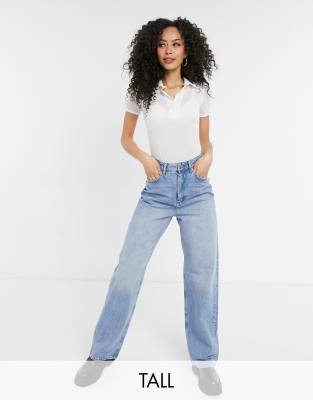 Топы Белый боди с короткими рукавами и воротничком Missguided Tall