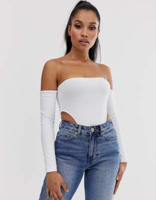 фото Белый боди с открытыми плечами asos design petite asos petite