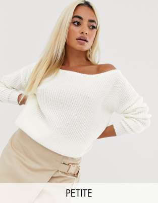 фото Белый джемпер с открытыми плечами missguided petite