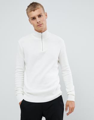 фото Белый джемпер средней плотности на молнии asos design