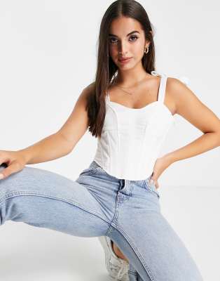 Топы-корсеты  Asos Белый корсетный топ с завязками Pimkie
