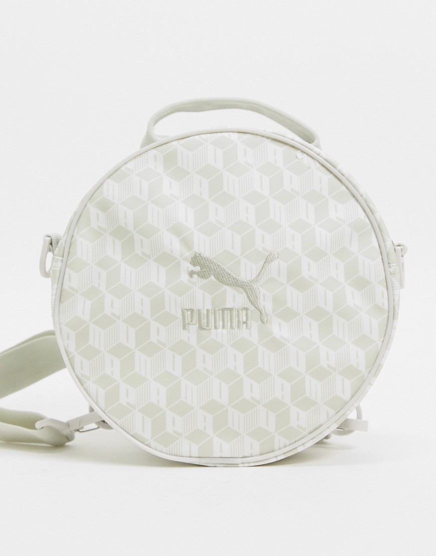 фото Белый круглый рюкзак со сплошным принтом в стиле унисекс puma