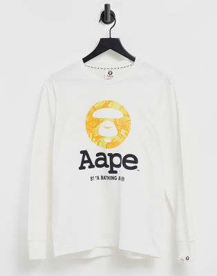 фото Белый лонгслив с классическим логотипом aape by a bathing ape aape by a bathing ape®