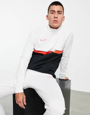 фото Белый лонгслив с красной отделкой nike football dri-fit academy 21