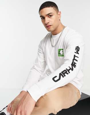 Белый лонгслив с принтом Carhartt WIP