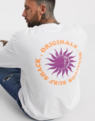 фото Белый лонгслив с принтом на спине jack & jones originals