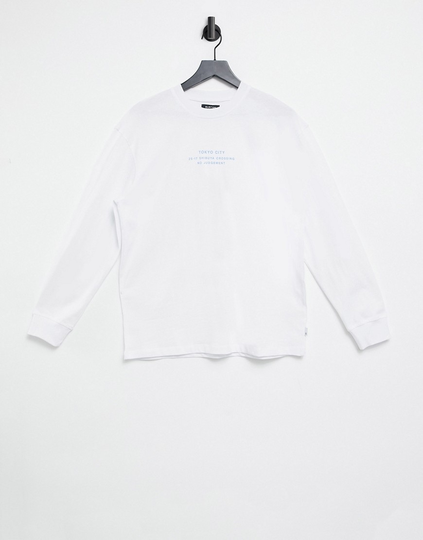 фото Белый лонгслив с принтом "tokyo" burton menswear