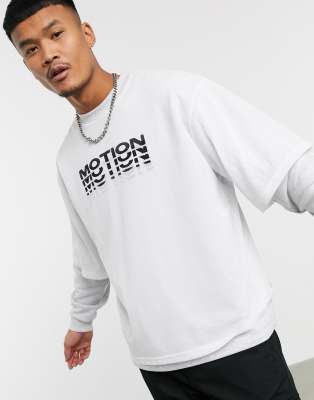 фото Белый меланжевый oversized-свитшот с сетчатым слоем asos design