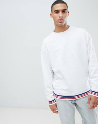 фото Белый меланжевый свитшот в стиле oversized с окантовкой asos design