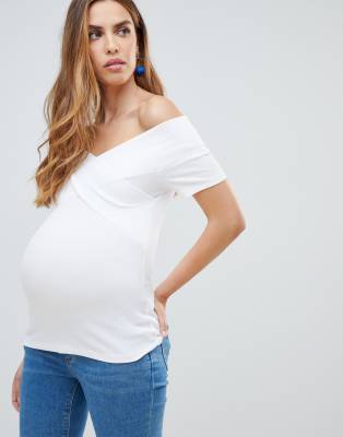 фото Белый облегающий топ с открытыми плечами asos design maternity asos maternity