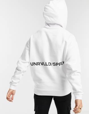 фото Белый оversize-худи с логотипом на спине asos unrvlld spply asos unrvlld supply