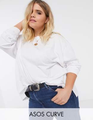 фото Белый oversize-лонгслив asos design curve asos curve